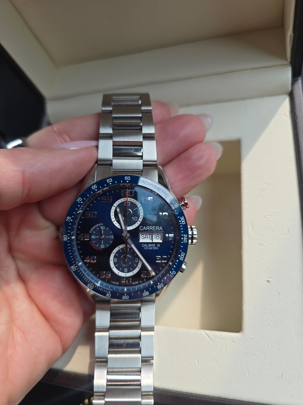 Tag Heuer Carrera Stainless Steel Chronograph Watch - Blue & Silver